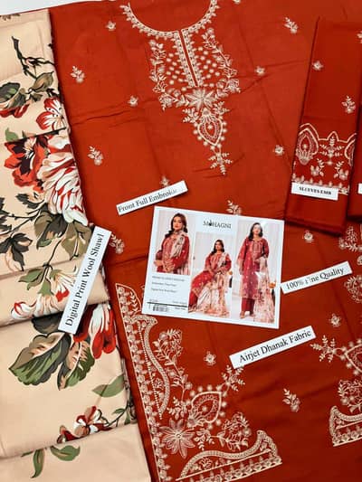 Dhanak Suit with Printed Shawl