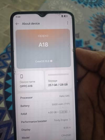 OPPO A18 (4GB + 4GB Extended RAM / 128GB Storage) - Condition 10/9