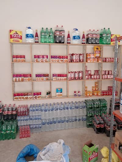 4 Wooden Wall Shelves for grocery shop