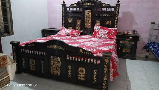 King size bed  side table & dressing