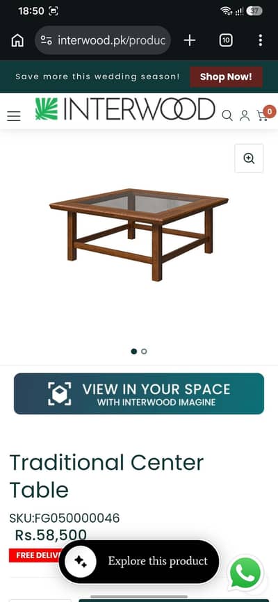Interwood Center table set pcs of 2