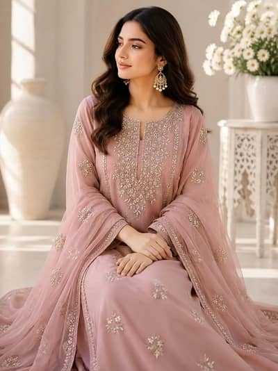 2 pcs women's unstitched Gota work suit
