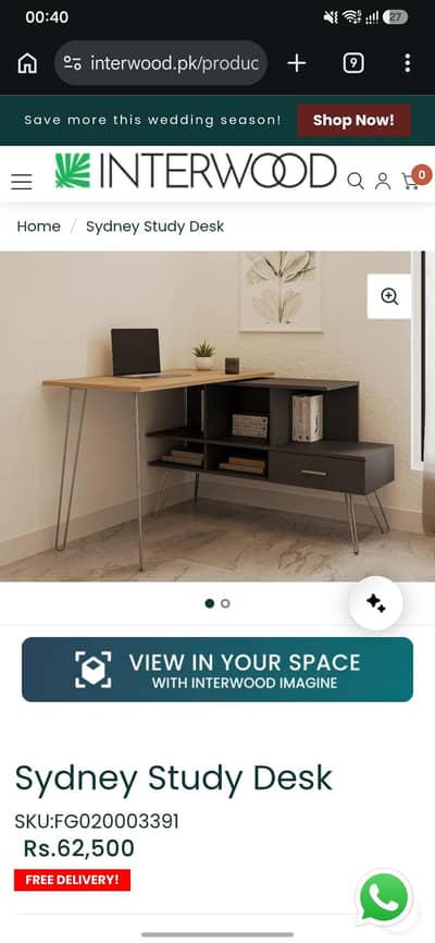 Interwood Office and Home Study Table for sale