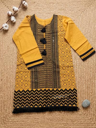 beautiful mustard kurti with black combination l