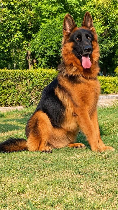 proper long coat black mass German Shepherd female