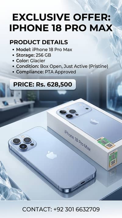iPhone 18 Pro Max 256GB Glacier – Official PTA Approved Box Open
