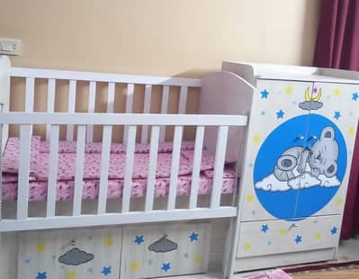 baby wardrobe and cot set