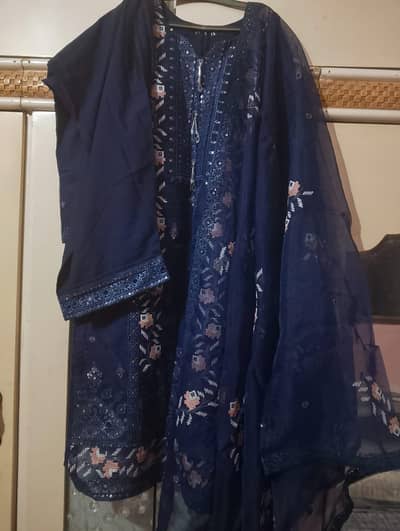 Beautiful Embroidery Organza Shirt  Chiffon Touser with Dupatta
