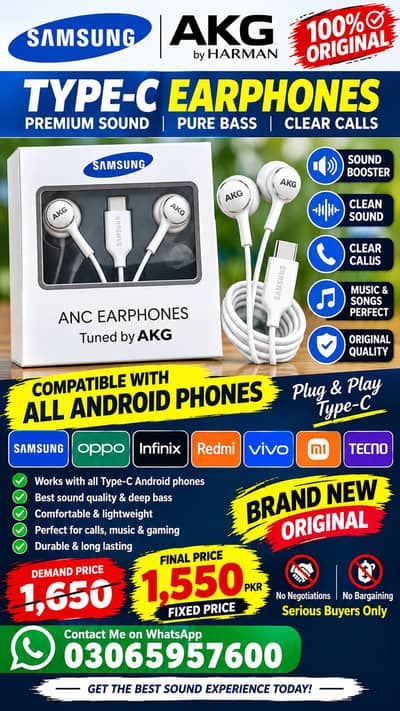Samsung AKG  Gionee Original Type-C Hands-Free – Brand New