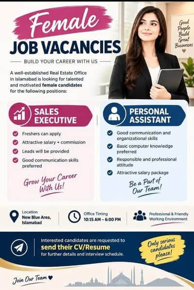 Vacancies Available for Female Candidates