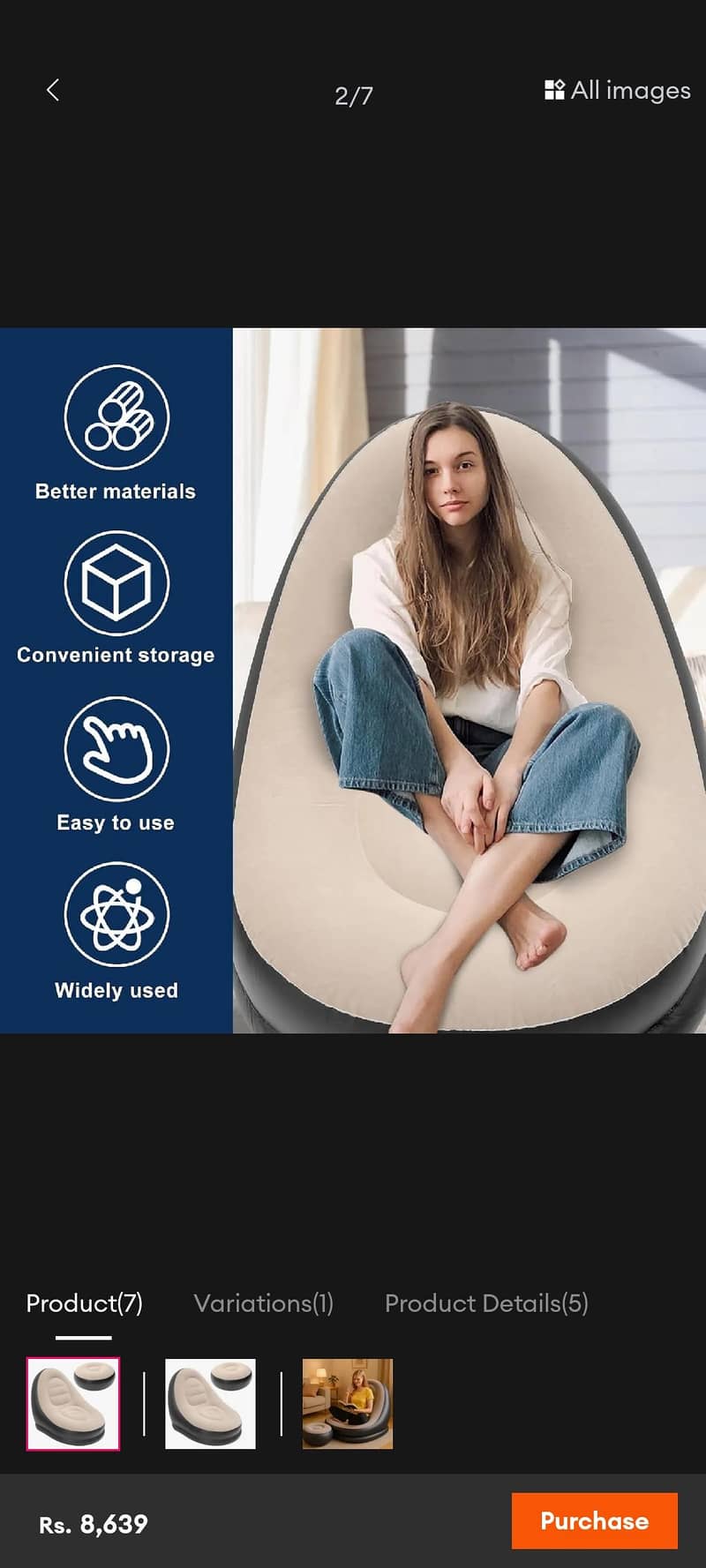 inflatable sofa bed with stool 1