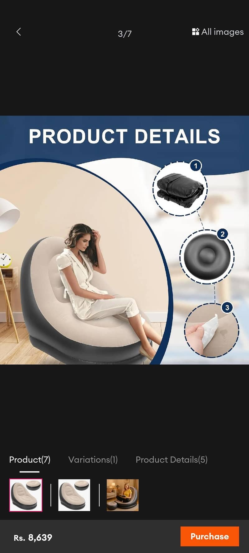 inflatable sofa bed with stool 2