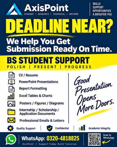 BS Student CV, PPT, Word, Excel, Posters, Figures & Applications