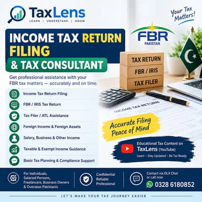 Income Tax Return Filing | FBR Tax Return | Tax Filer | Tax Consultant