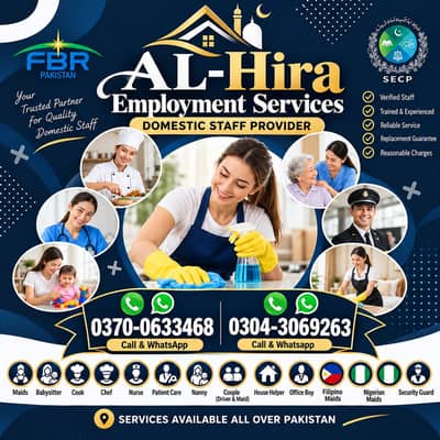 Maid / House Maids / cook / House chef / Baby Sitter maid available