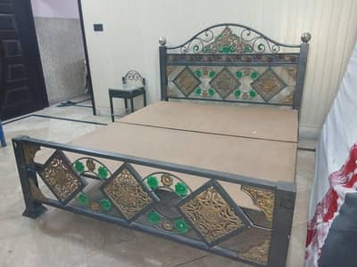 Heavy Duty Solid Iron King Size Bed Frame / Designer Metal Bed