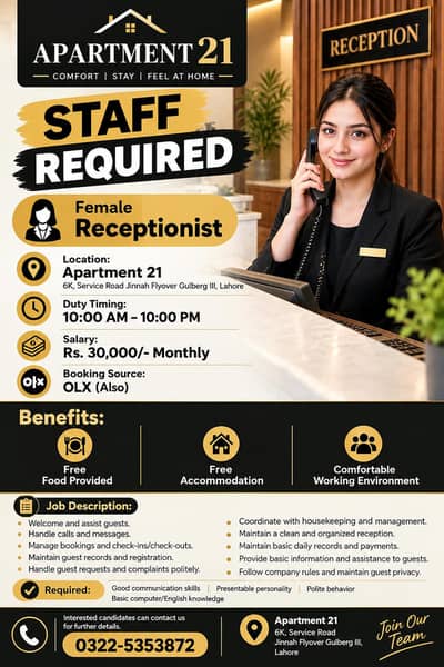 Female Receptionist (Good Looking)
