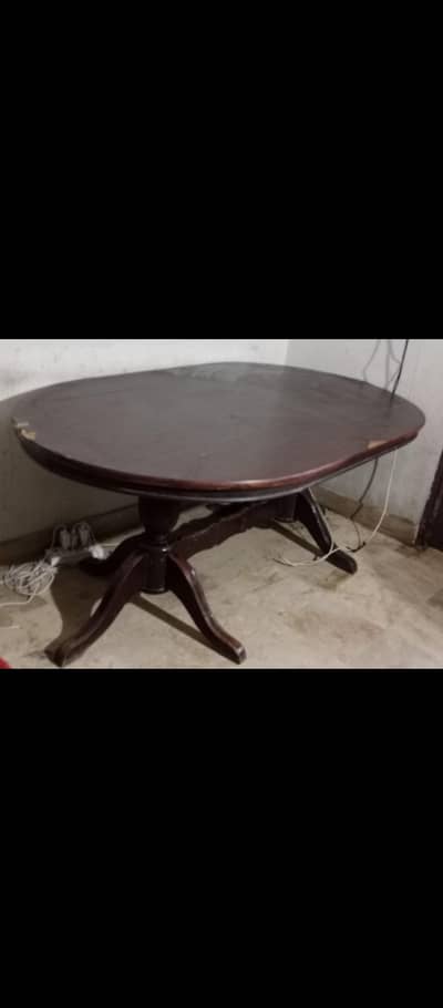 strong wood dining table with 6 chairs