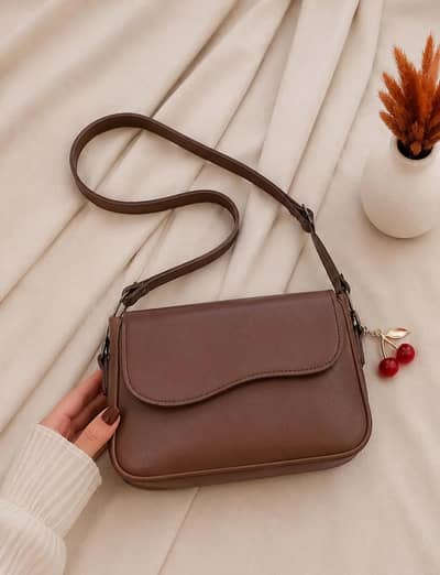 Girl's PU Leather Plain Shoulder Bag
