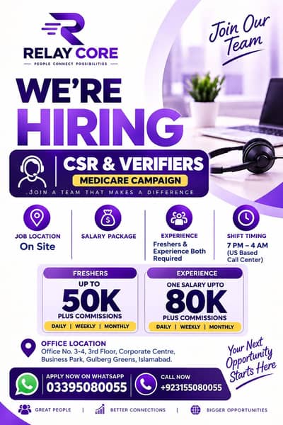 Hiring Medicare Verifiers – Relay Core | Male and Female