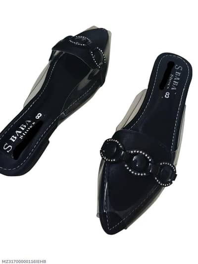Black Satin Girl s Fancy Sandals Mules With Buckle
