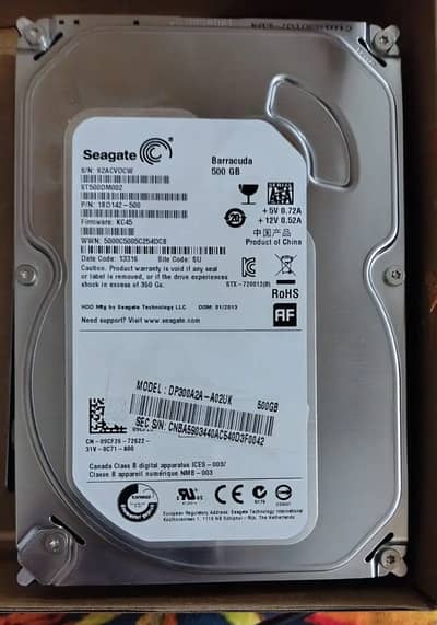 500GB Hard Drive for Desktop - Seagate Barracuda 7200rpm - 100%