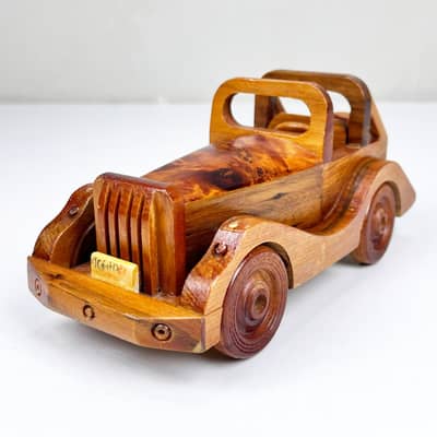 Rare Handcrafted Moroccan Thuya (Araar) Aromatic Burl Wood Car Model