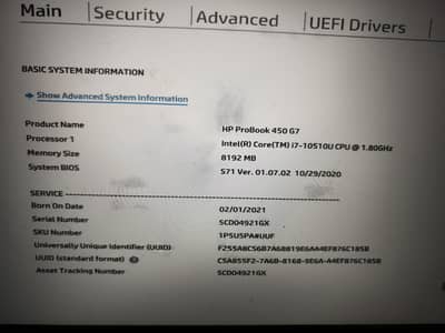 HP 450G7 I7 10GEN