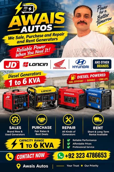 Petrol and Diesel generators1-6 kv sale and repair
