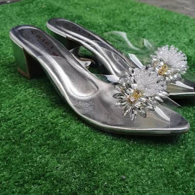 Transparent Floral Heel Slippers for Girls and Women's