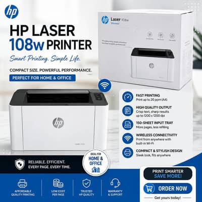 Hp Laser 108w printer. .