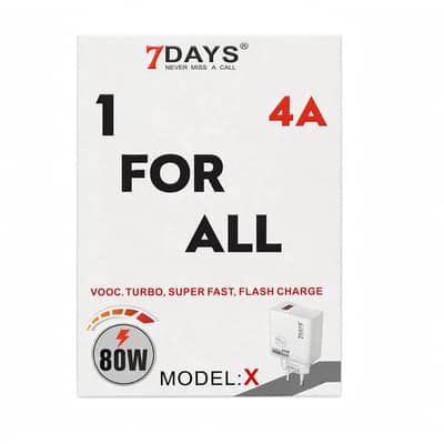 7DAYS 80W Super Fast GaN Charger + Cable | 1 For All 4A Fast Charging