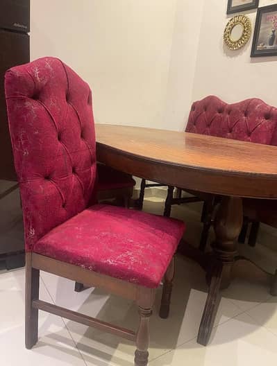 Pure Wood Dining Table with 5 Chairs – Excellent Condition