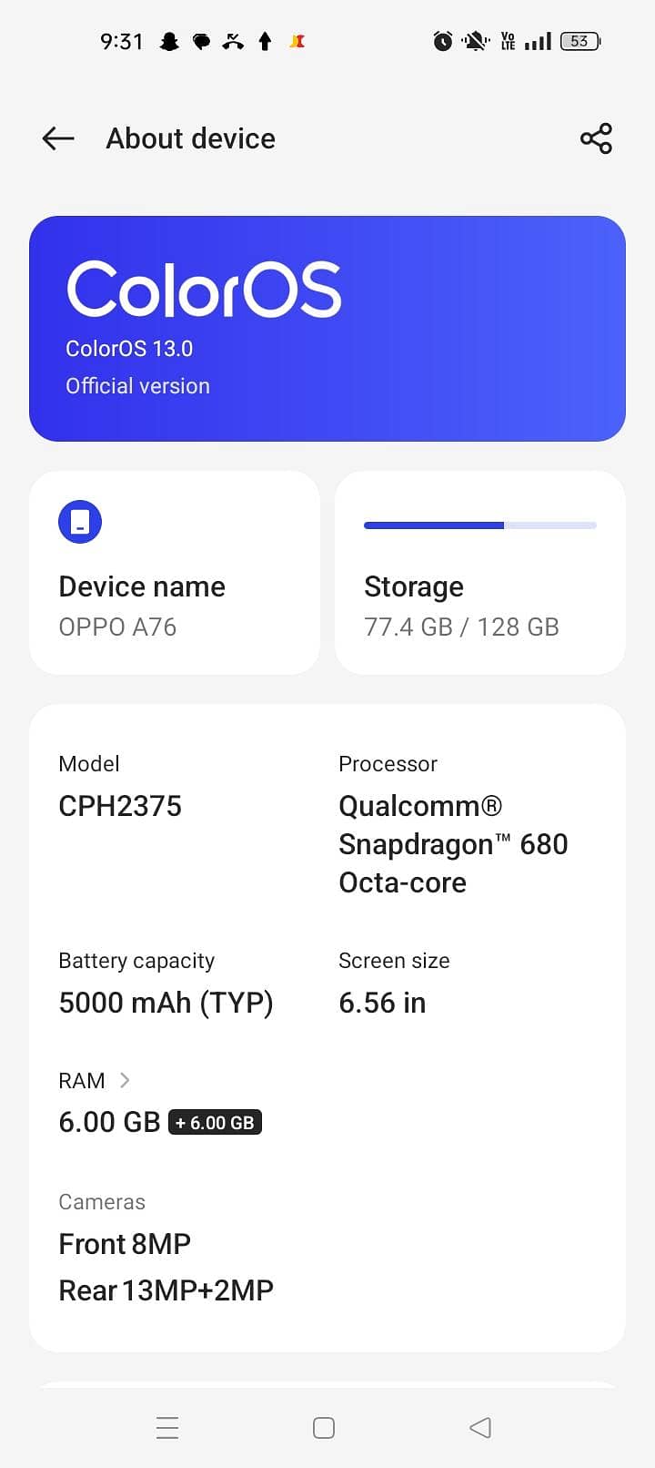 OPPO A76 3
