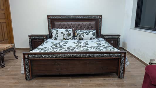 Wooden Bed Set+ Chinyooti Wooden Chair and Table
