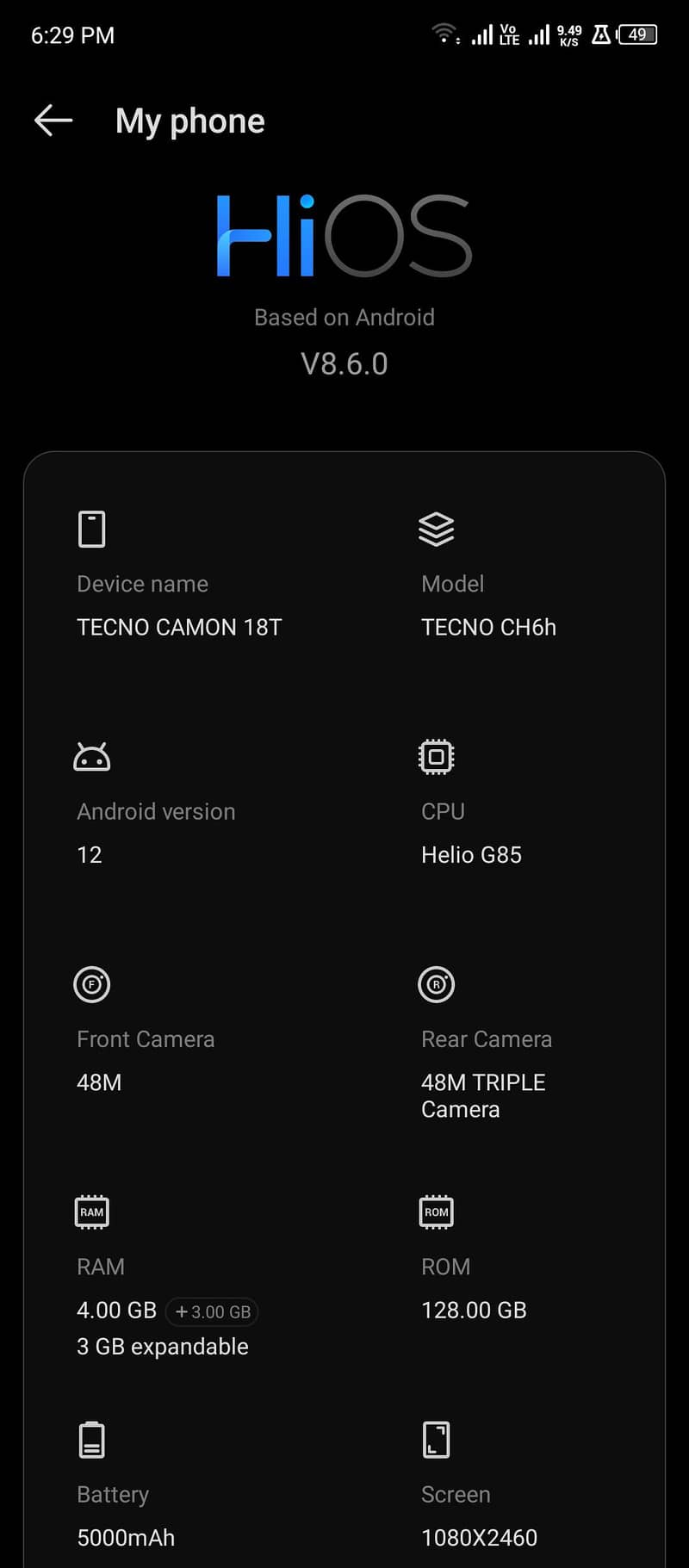 Tecno CAMON 18T 2