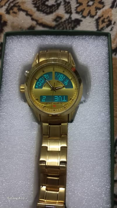 AL-SALAH Golden Analog Digital Watch | Original Box | Saudi Arabia