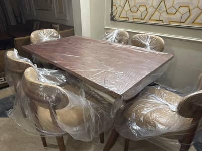 Brand New! Pure kekar wood dining table with 6 chairs