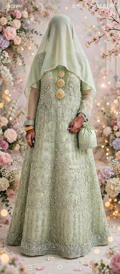 pista green walima Maxy. . . heavy embroidery - once worn medium