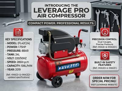 Leverage Air Compressor 24L - Excellent Condition for Sale