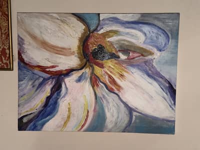 Large Abstract Floral Canvas Painting - Textured Wall Art