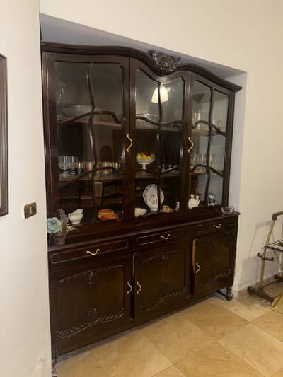 Large Solid Wood Crockery/Display Cabinet with Glass Doors