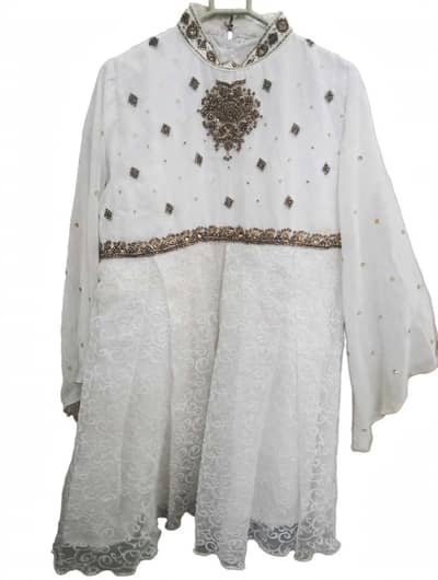 Party wear maxi - White and Black -Worn Once- Urgent sale Korangi