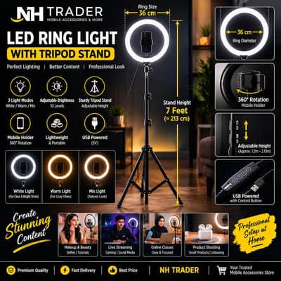 premium quality Ring light 36cm with stand 7feet