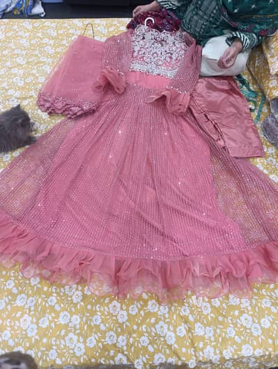 Beautiful Rose Pink Maxi Dress – Wedding/Party Wear
