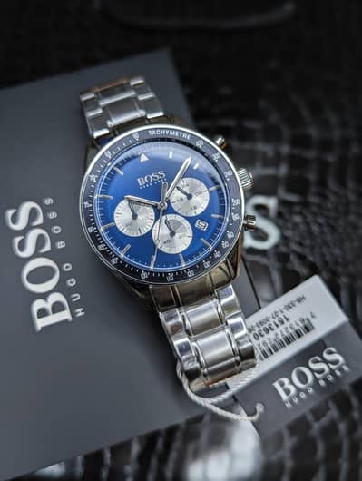 Hugo Boss Men’s Chronograph Watch – Blue Dial Stainless Steel