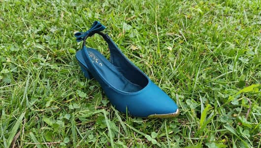 Women Bow Block Heel Slingback Shoes