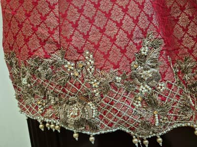 Heavy Maroon/pink bridal formal suit with Embroidered Dupatta - Worn o