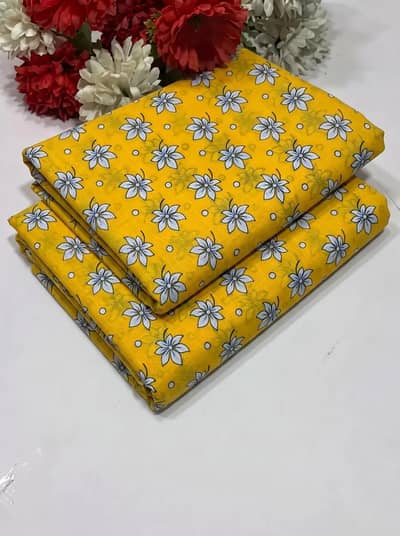 yellow floral 2pc unstitched lawn brand new