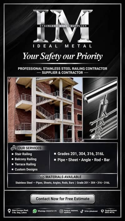 Stainless Steel Railings, Grills, Partition walls, Framework & Fence